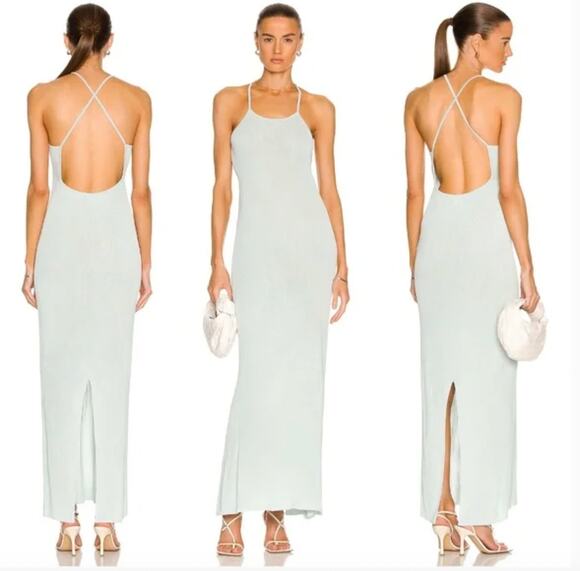 Auteur Dresses & Skirts - AUTEUR Women's Joan Open Back Rib Knit Maxi Dress Pale Mint Green Size M